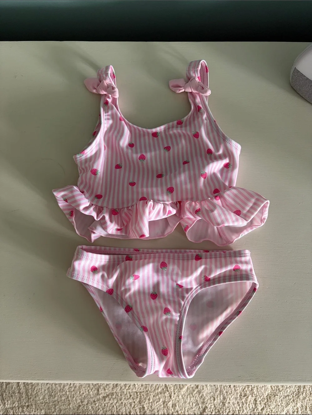 Mia & Miles | Pink Strawberry Ruffle Two-Piece Swim Set